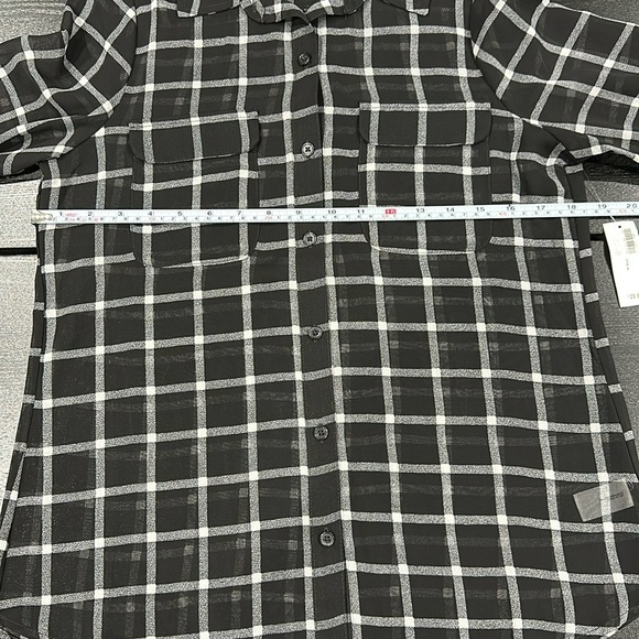 Old Navy Sheer Plaid Long Sleeve Button Up Collar Top - S - Picture 7 of 7